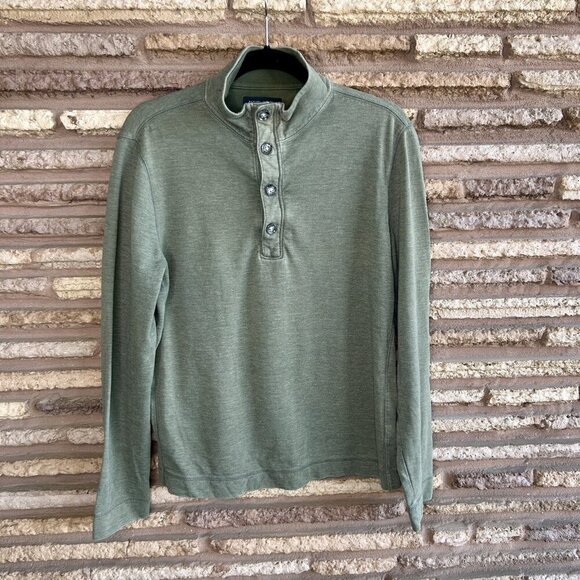Banana Republic Green Button 1/4 Zip Henley Polo Sweater Size Medium - Picture 6 of 9